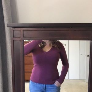 Wine colored v neck sweater